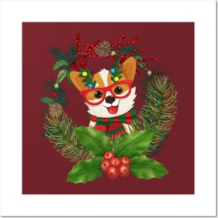 Cute Christmas Dog Posters and Art